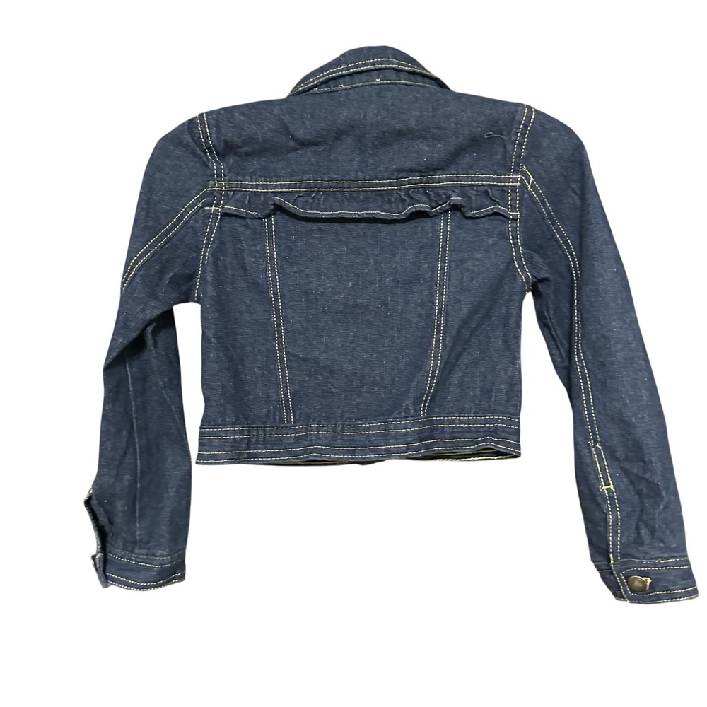 Nannette Lepore Kids Denim Jean Jacket Embroidered Flowers Blue Pink White Sz 7 - Picture 2 of 8
